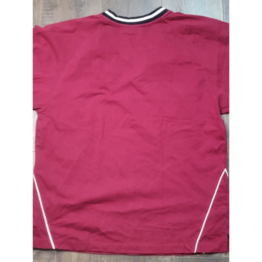 Old Varsity Brand Trojans Maroon Black‎ V-Neck Short Sleeve Athletic Top Large